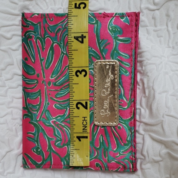 Lilly Pulitzer Mini Wallet Printed Gold Metallic Logo Pink Green Womens One Size - Picture 11 of 12